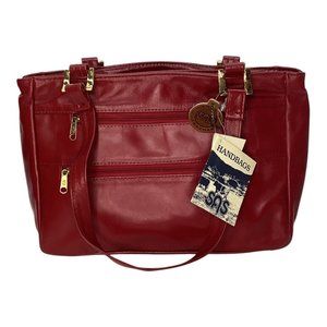 SAS Red Leather Diane Handbag Purse Gold Hardware New with Tags‎